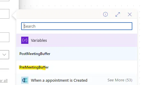 Select the PreMeetingBuffer variable