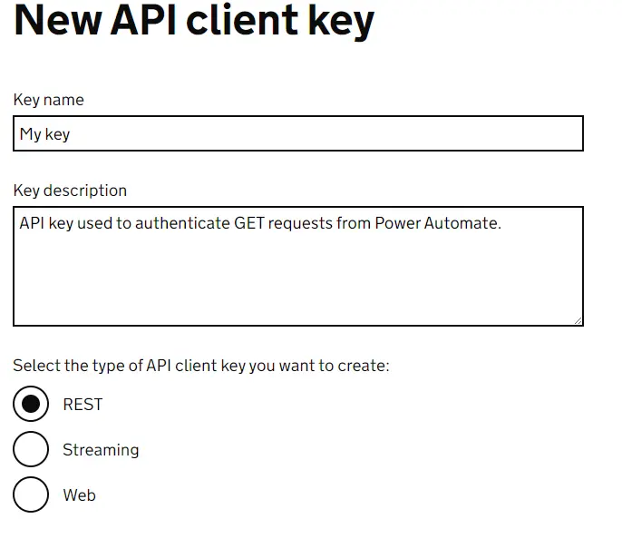 Create an API key in Companies House