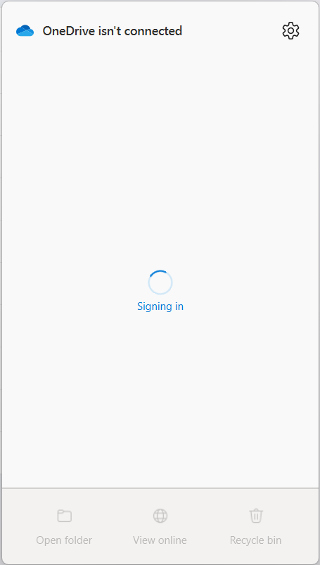 OneDrive signing in hangs.