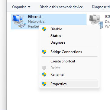 Ethernet adapter in Windows