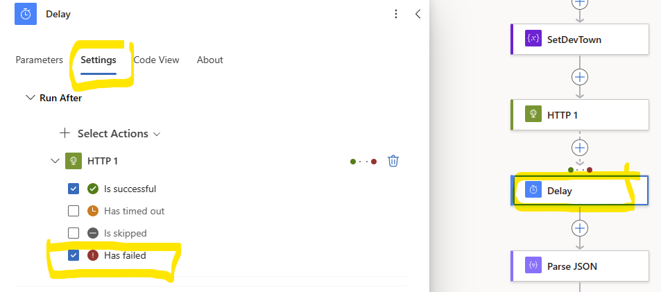Configuring run after in Power Automate